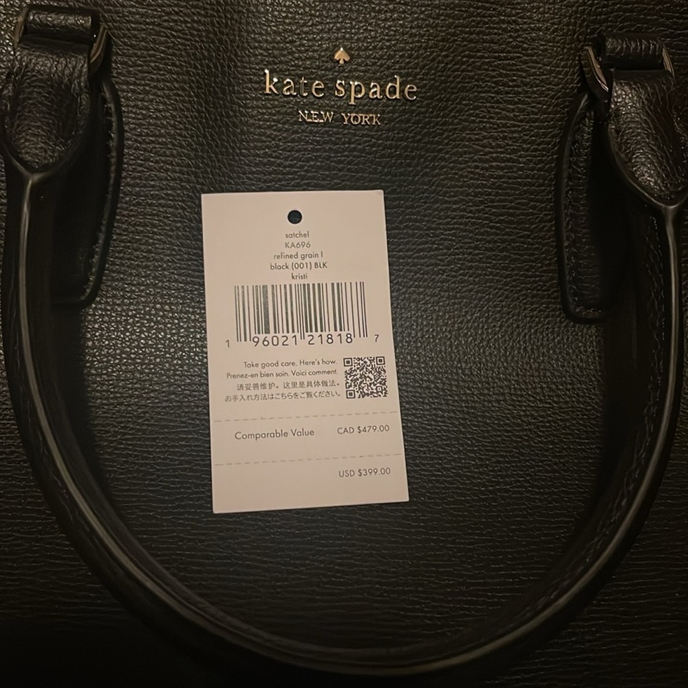 NEW black leather Kate Spade satchel two way bag - Picture 5 of 12
